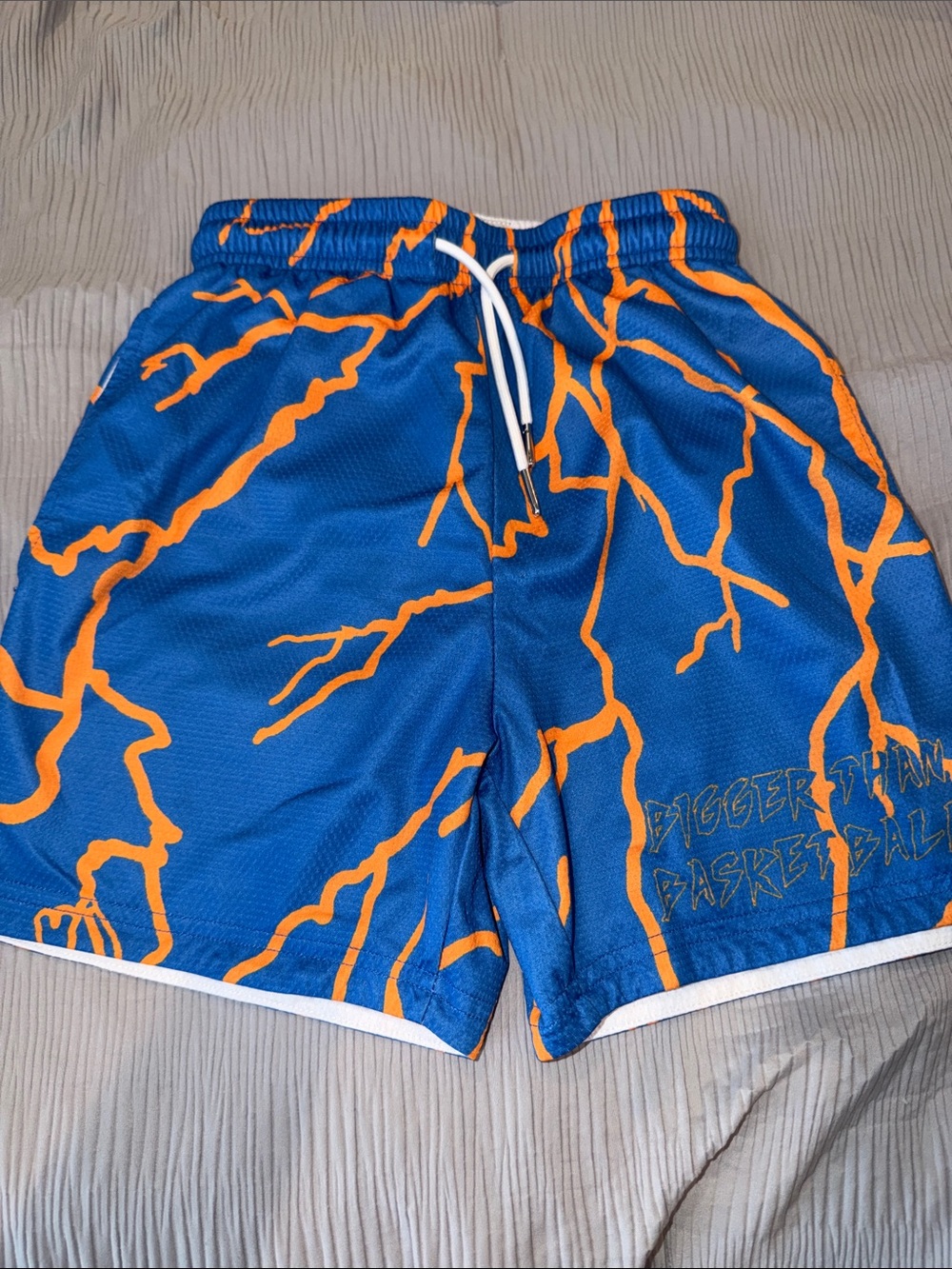 Kids' Blue & Orange Graphic Athletic Shorts